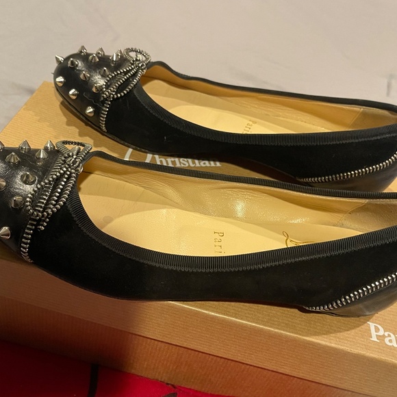 Christian Louboutin Studded Zipper Ballet Flat Size 37.5 - Picture 7 of 10